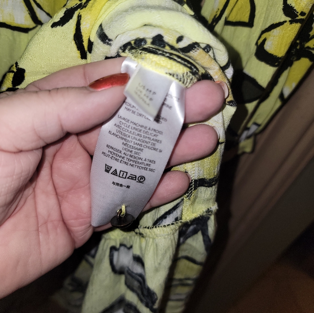 Misses Sz M P Anthropologie Maeve Tiered Dress Yellow Floral - Picture 7 of 10